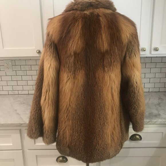 Pauly Nürnberg Fürth Real Fox Fur Coat Womens Large Brown Red Mid Length Lined - Picture 5 of 15
